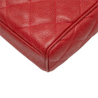 Chanel Quilted CC Logo Crossbody Chain Shoulder Bag Red Caviar Leather — view 7