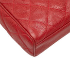 Chanel Quilted CC Logo Crossbody Chain Shoulder Bag Red Caviar Leather — view 6