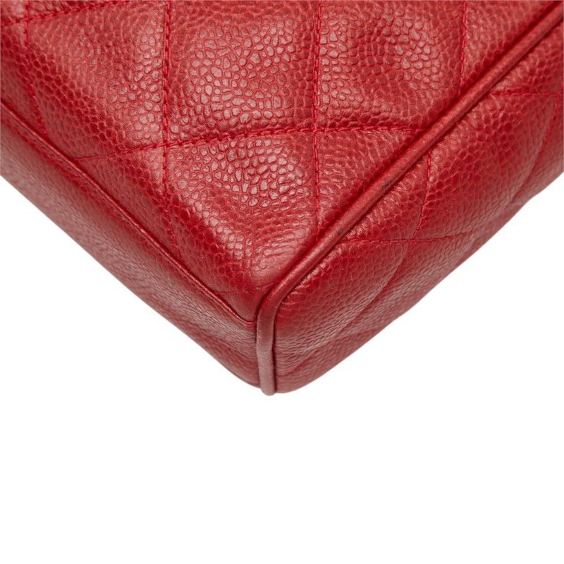 Chanel Quilted CC Logo Crossbody Chain Shoulder Bag Red Caviar Leather — view 5