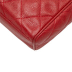 Chanel Quilted CC Logo Crossbody Chain Shoulder Bag Red Caviar Leather — view 5