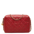 Chanel Quilted CC Logo Crossbody Chain Shoulder Bag Red Caviar Leather