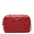 Chanel Quilted CC Logo Crossbody Chain Shoulder Bag Red Caviar Leather