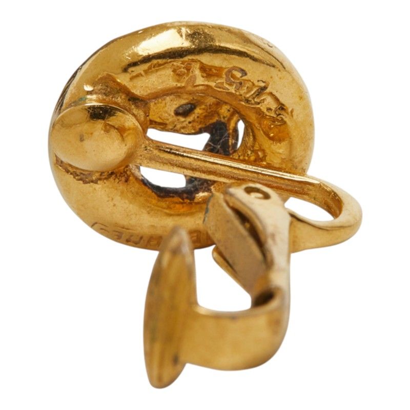 Chanel CC Logo Round Motif Earrings Ear Clip Gold Plated — view 4