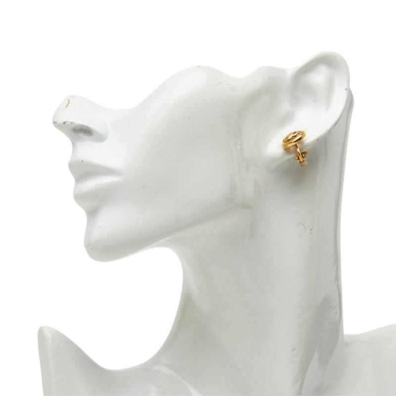Chanel CC Logo Round Motif Earrings Ear Clip Gold Plated — view 6
