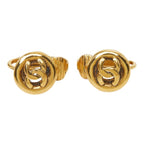 Chanel CC Logo Round Motif Earrings Ear Clip Gold Plated — view 2