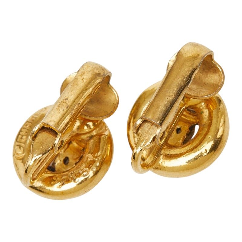 Chanel CC Logo Round Motif Earrings Ear Clip Gold Plated — view 3
