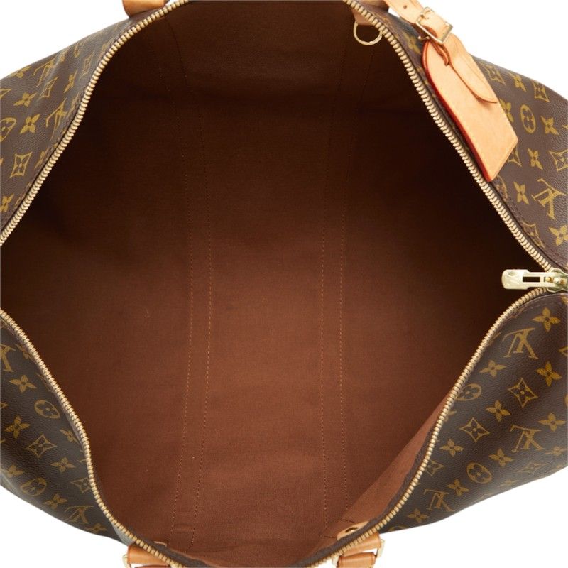 Louis Vuitton Monogram Keepall Bandouliere 55 Boston Bag 2-Way Brown Leather — view 8