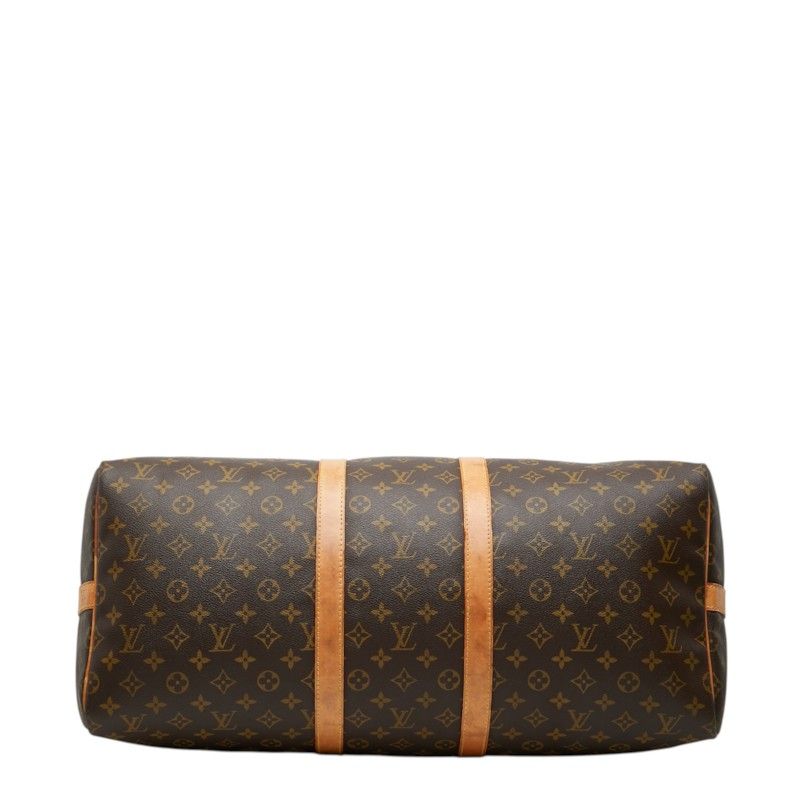 Louis Vuitton Monogram Keepall Bandouliere 55 Boston Bag 2-Way Brown Leather — view 3