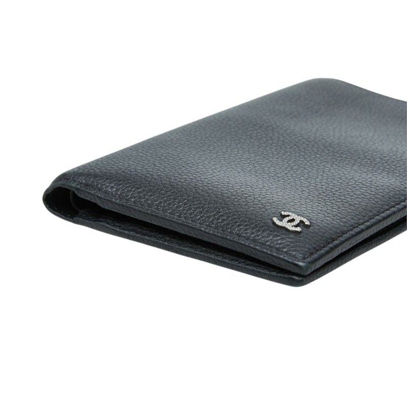 Chanel CC Logo Bifold Wallet Black Leather — view 4