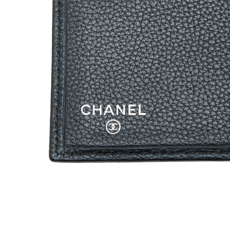 Chanel CC Logo Bifold Wallet Black Leather — view 7