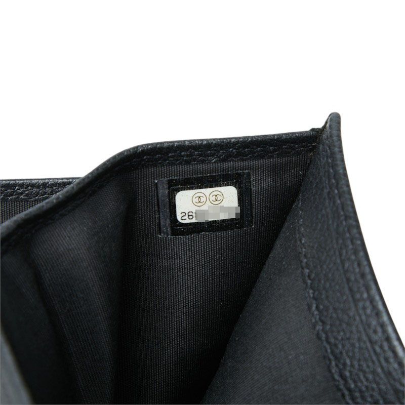 Chanel CC Logo Bifold Wallet Black Leather — view 8