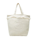 Chanel CC Logo Fringe Beach Tote Bag Ivory White Pile