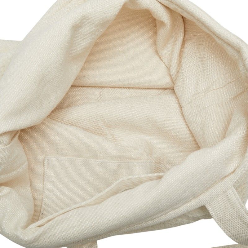Chanel CC Logo Fringe Beach Tote Bag Ivory White Pile — view 8
