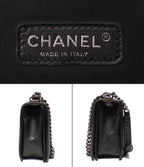 Chanel Chain Shoulder Bag Vintage Silver Smooth Leather Boy 25 — view 4
