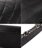 Chanel Chain Shoulder Bag Vintage Silver Smooth Leather Boy 25 — view 8