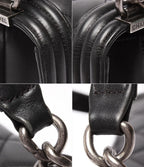 Chanel Chain Shoulder Bag Vintage Silver Smooth Leather Boy 25 — view 7