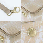 Chanel Tote New Travel Line MM Jacquard Nylon Leather Beige Silver Shoulder Bag — view 5
