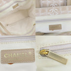 Chanel Tote New Travel Line MM Jacquard Nylon Leather Beige Silver Shoulder Bag — view 6