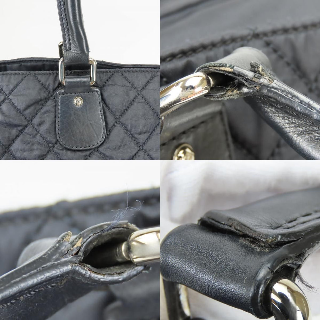 Chanel Tote Bag Paris New York Quilted CC Logo Nylon Leather Black — view 4