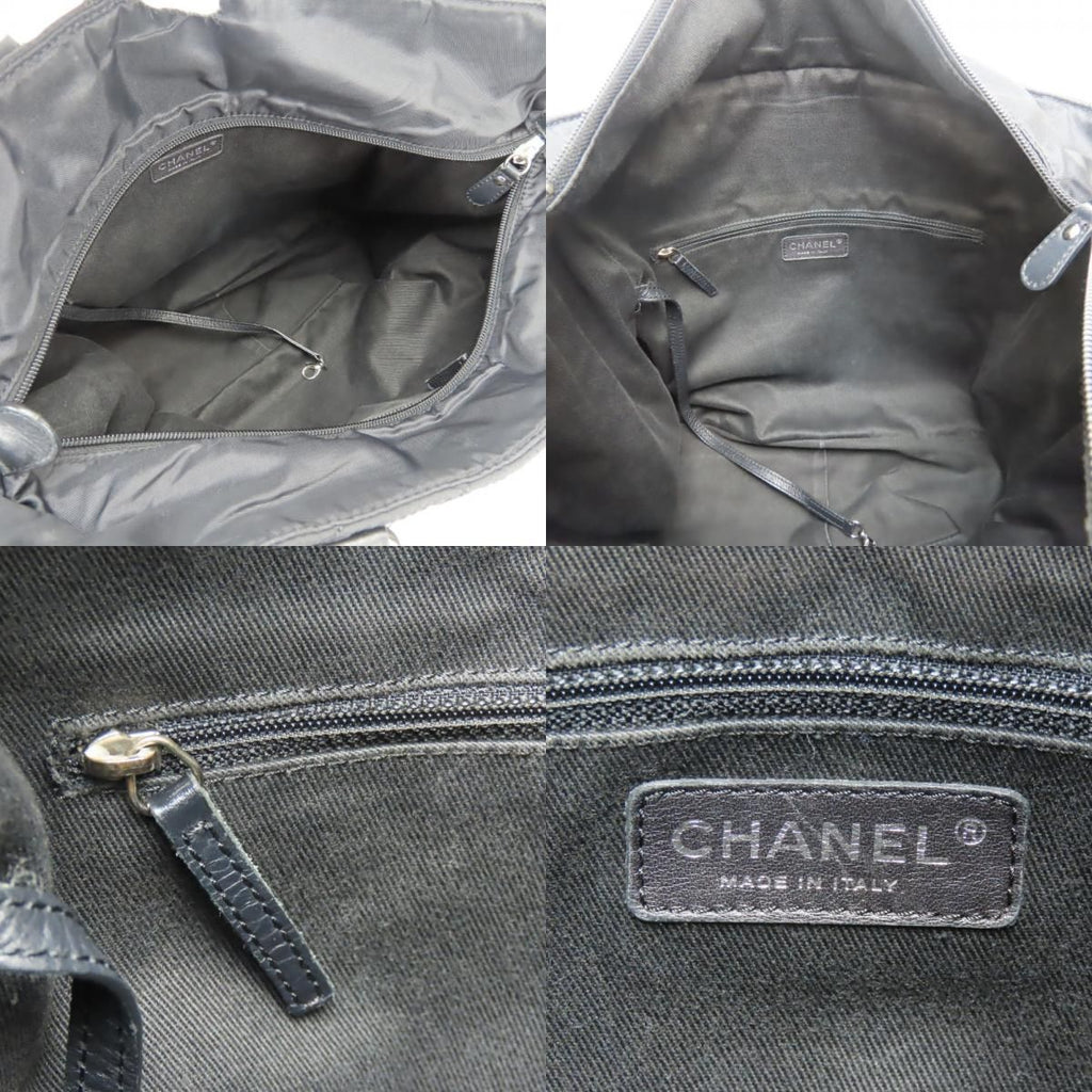 Chanel Tote Bag Paris New York Quilted CC Logo Nylon Leather Black — view 7