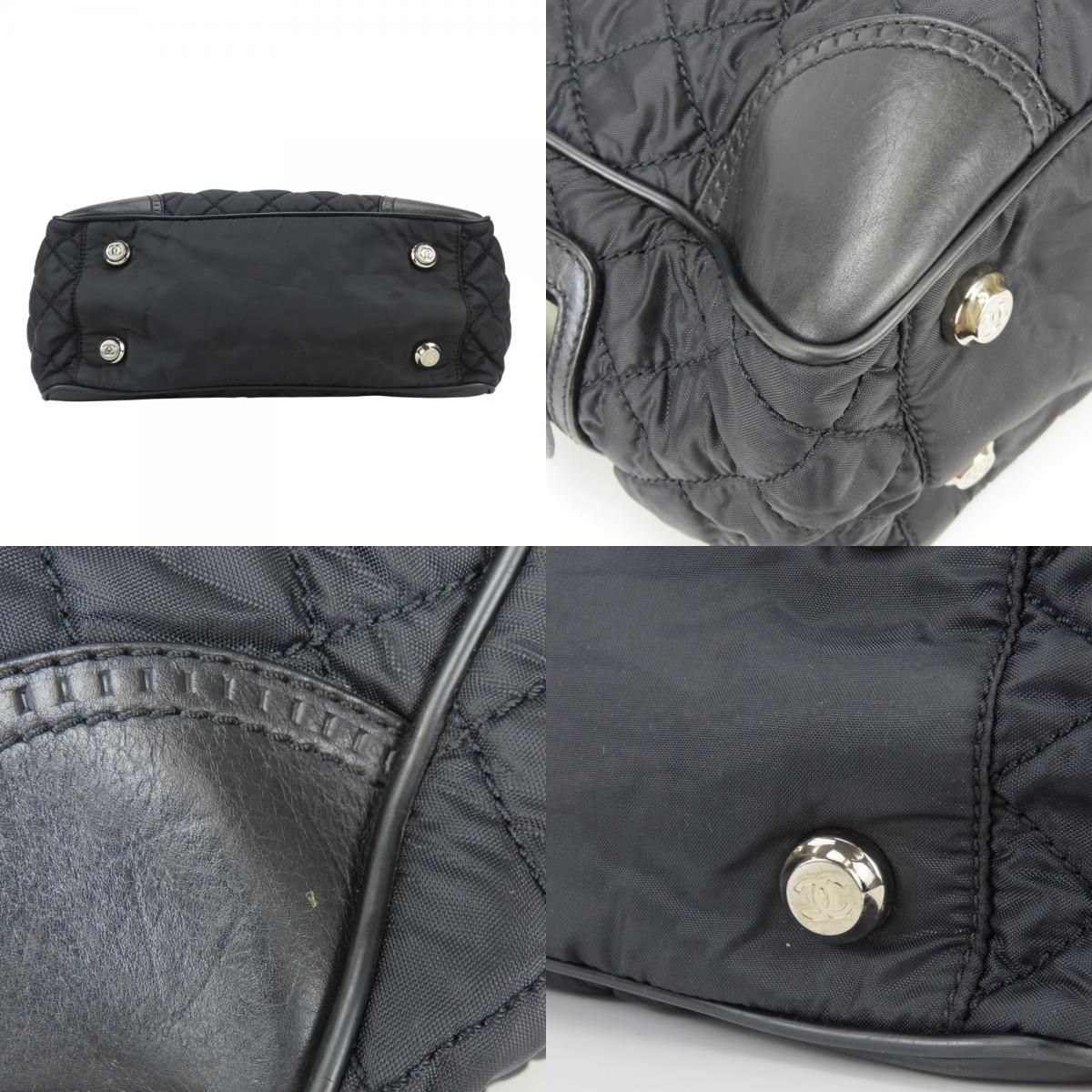 Chanel Tote Bag Paris New York Quilted CC Logo Nylon Leather Black — view 2