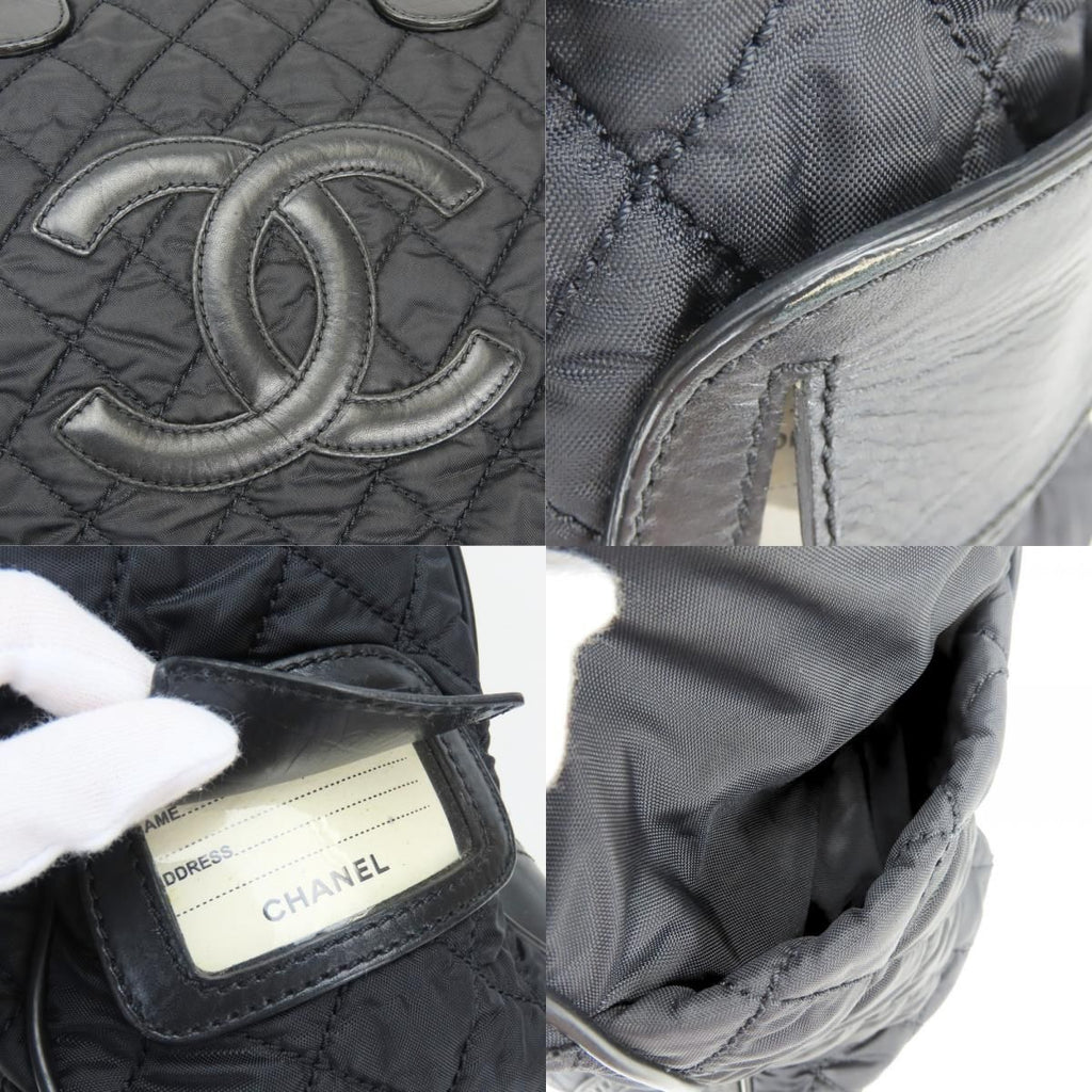 Chanel Tote Bag Paris New York Quilted CC Logo Nylon Leather Black — view 3