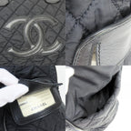Chanel Tote Bag Paris New York Quilted CC Logo Nylon Leather Black — view 3