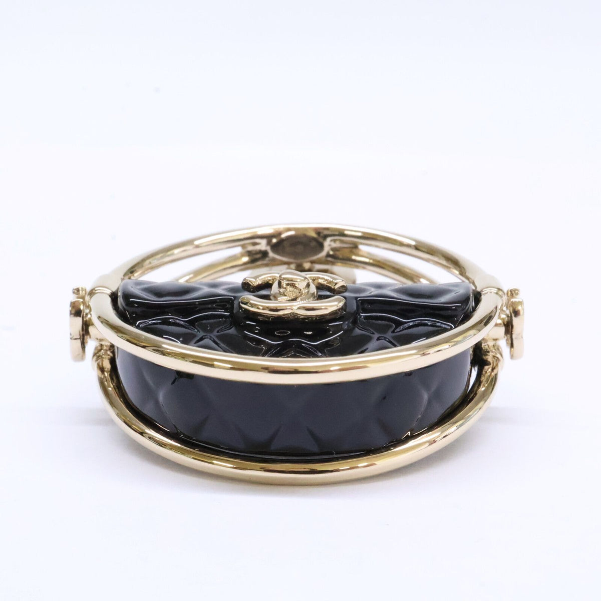 Chanel CC Logo Quilted Bag Motif Hoop Lapel Pin — view 3