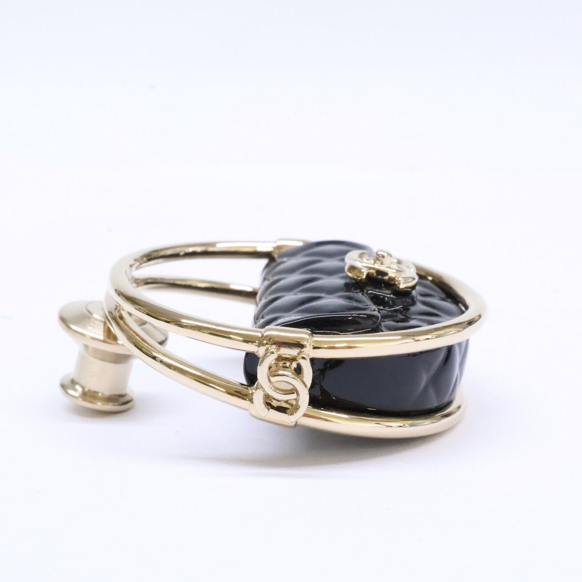 Chanel CC Logo Quilted Bag Motif Hoop Lapel Pin — view 4