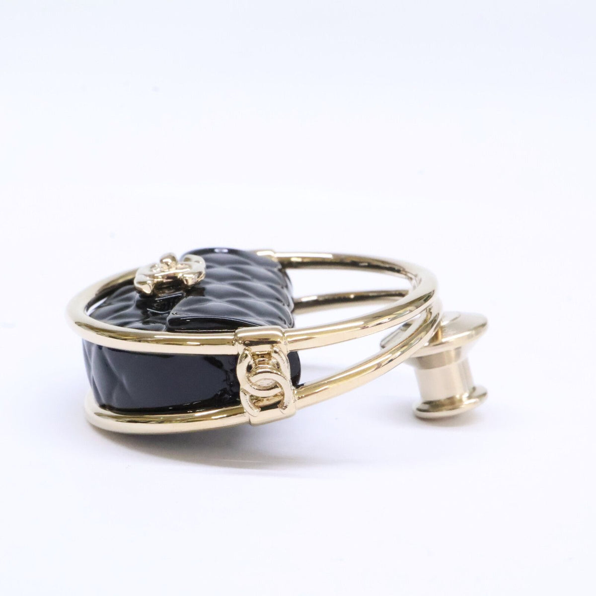 Chanel CC Logo Quilted Bag Motif Hoop Lapel Pin — view 2