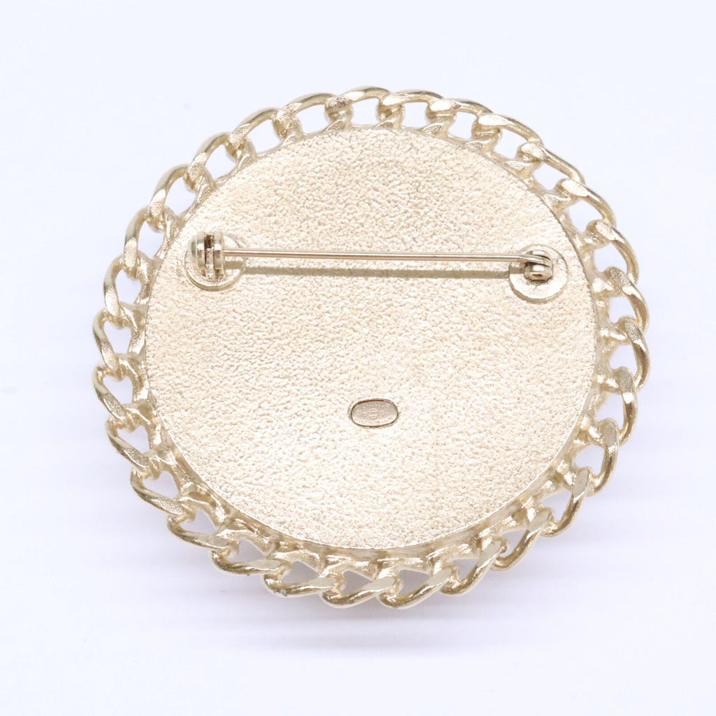 Chanel Gripoix Pearl Tweed CC Logo Round Brooch — view 6