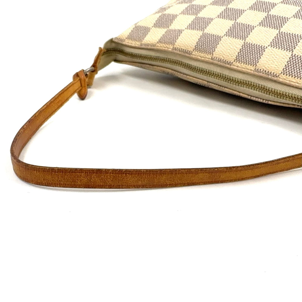 Louis Vuitton Pochette Accessoires Damier Azur Leather White Handbag Gold — view 5