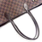 Louis Vuitton Neverfull MM Damier Ebene Leather Brown Tote Bag Gold — view 6