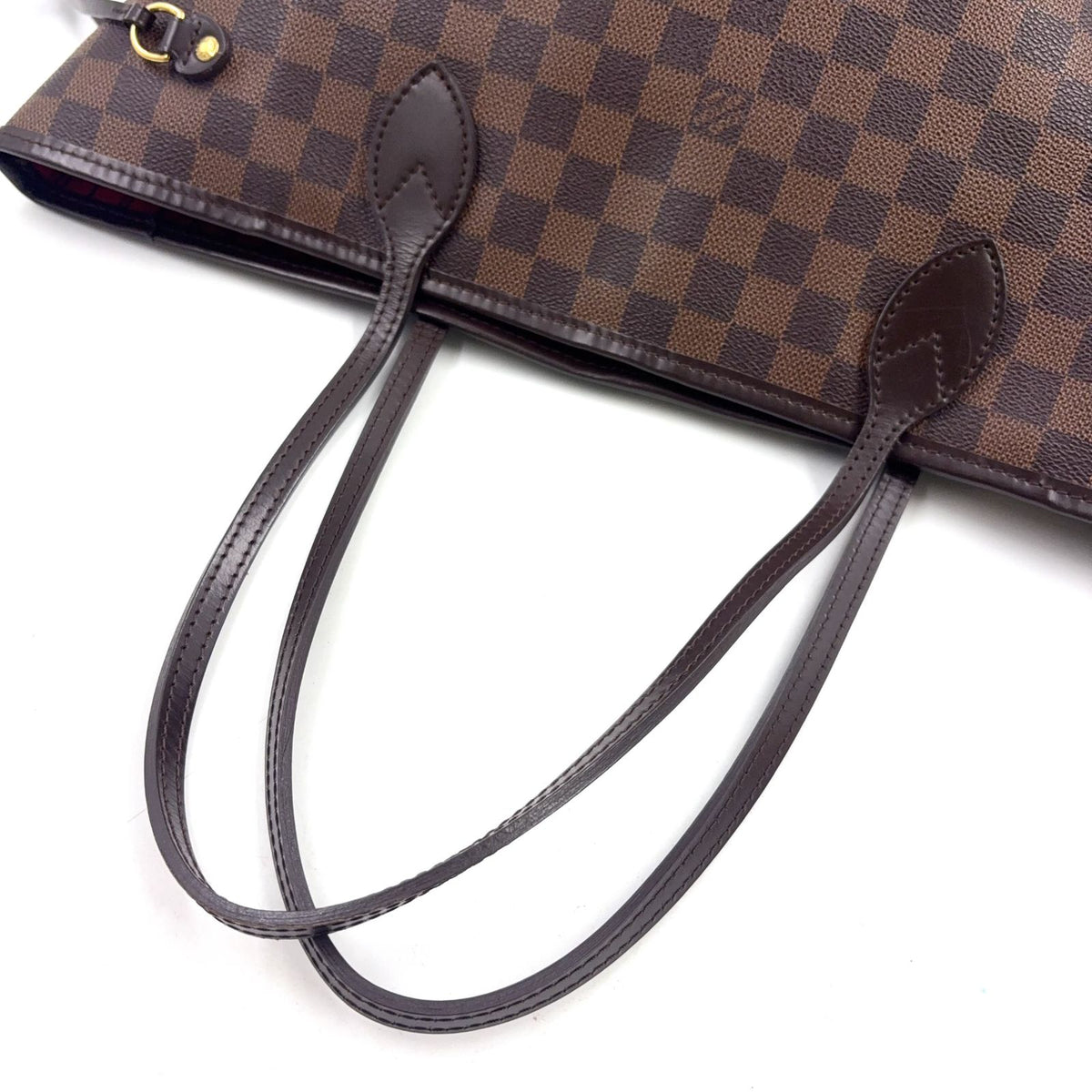 Louis Vuitton Neverfull MM Damier Ebene Leather Brown Tote Bag Gold — view 5
