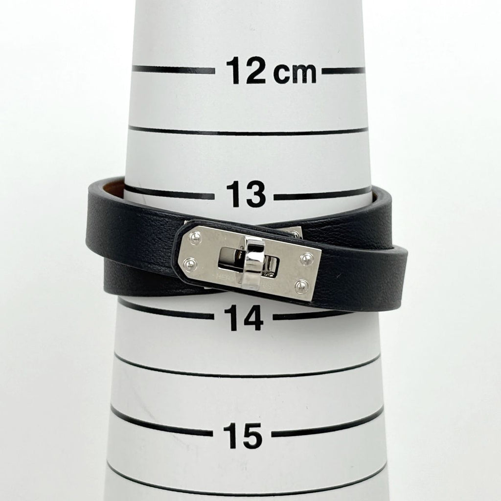 Hermes Kelly Double Tour Bracelet Metal Leather Black — view 5