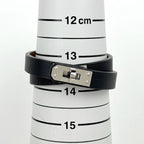 Hermes Kelly Double Tour Bracelet Metal Leather Black — view 5