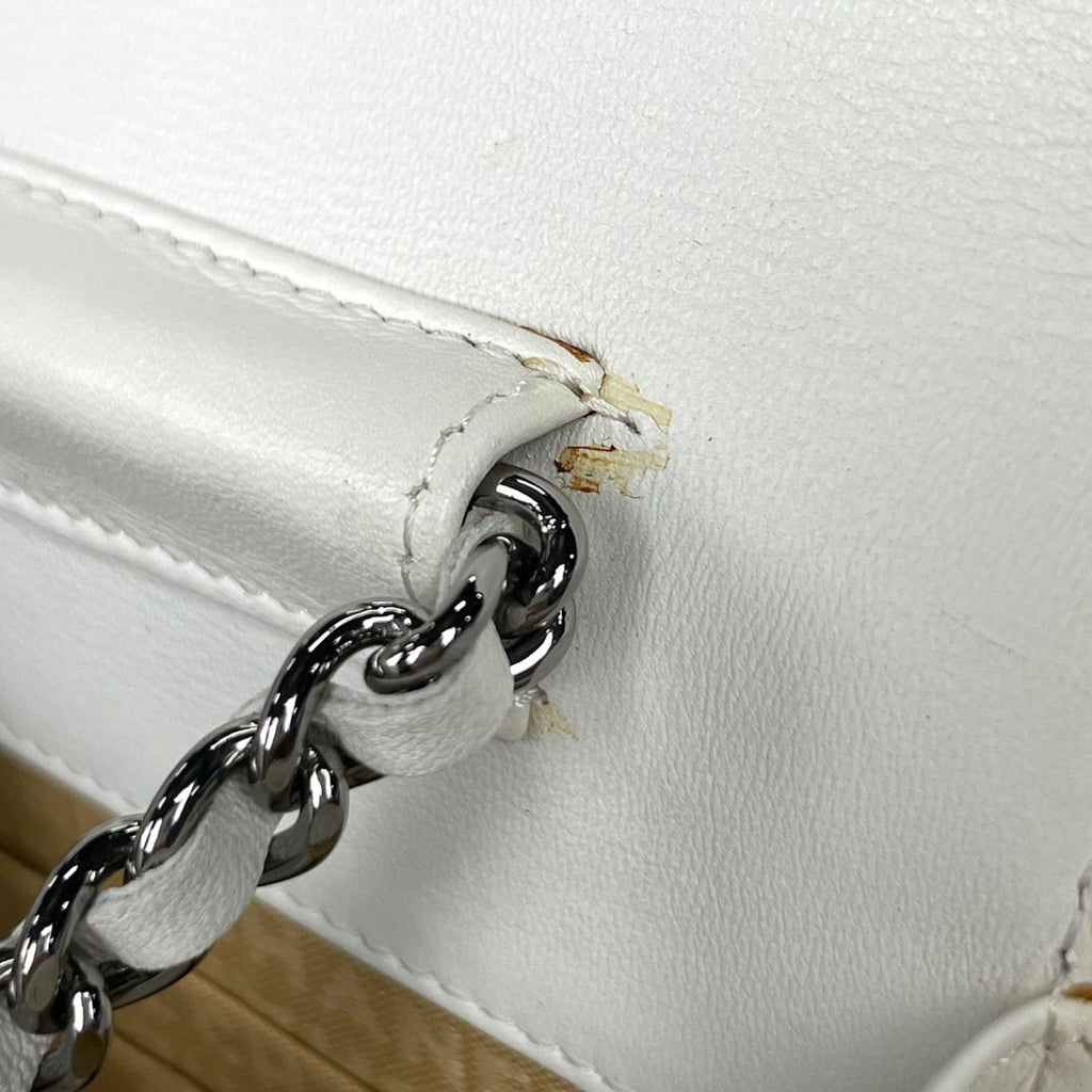 Chanel Shoulder Bag Chain Wallet Leather White — view 8
