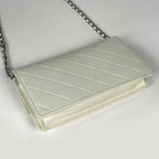 Chanel Shoulder Bag Chain Wallet Leather White — view 2