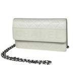 Chanel Shoulder Bag Chain Wallet Leather White