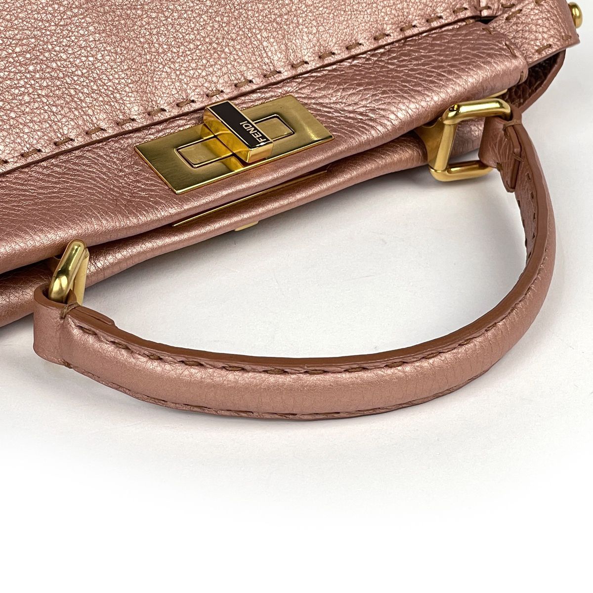 Fendi Handbag Peekaboo Selleria Leather Salmon Pink — view 5