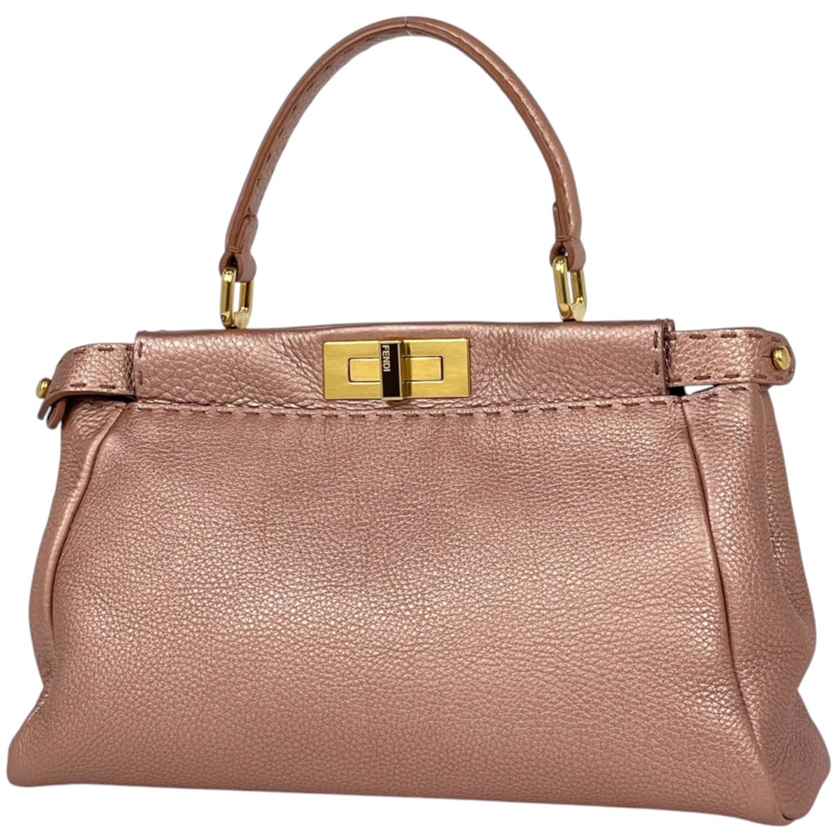 Fendi Handbag Peekaboo Selleria Leather Salmon Pink