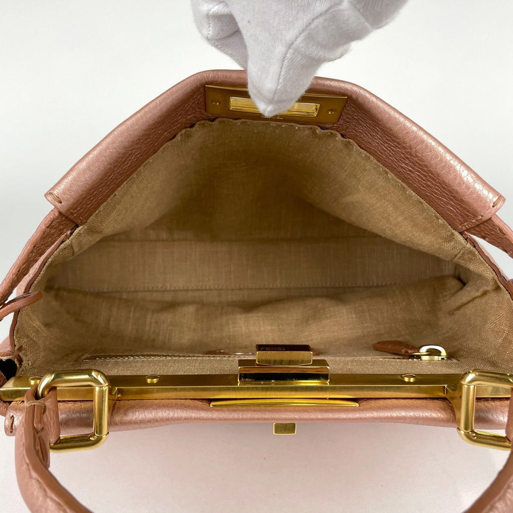 Fendi Handbag Peekaboo Selleria Leather Salmon Pink — view 7
