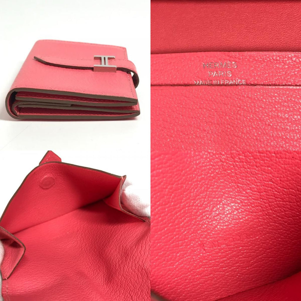 Hermes Coin Purse Bearn Compact Chevre Rose Azalea Pink — view 8