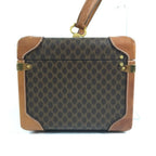 Celine Handbag Macadam Logo Makeup Box Vanity Bag Vintage Leather Brown — view 2