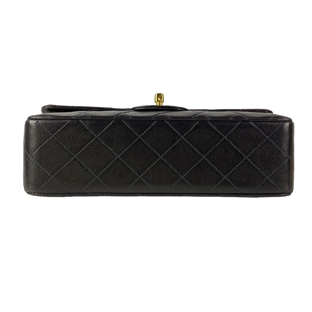 Chanel Shoulder Bag Double Flap Quilted Black Gold Chain Lambskin — view 5