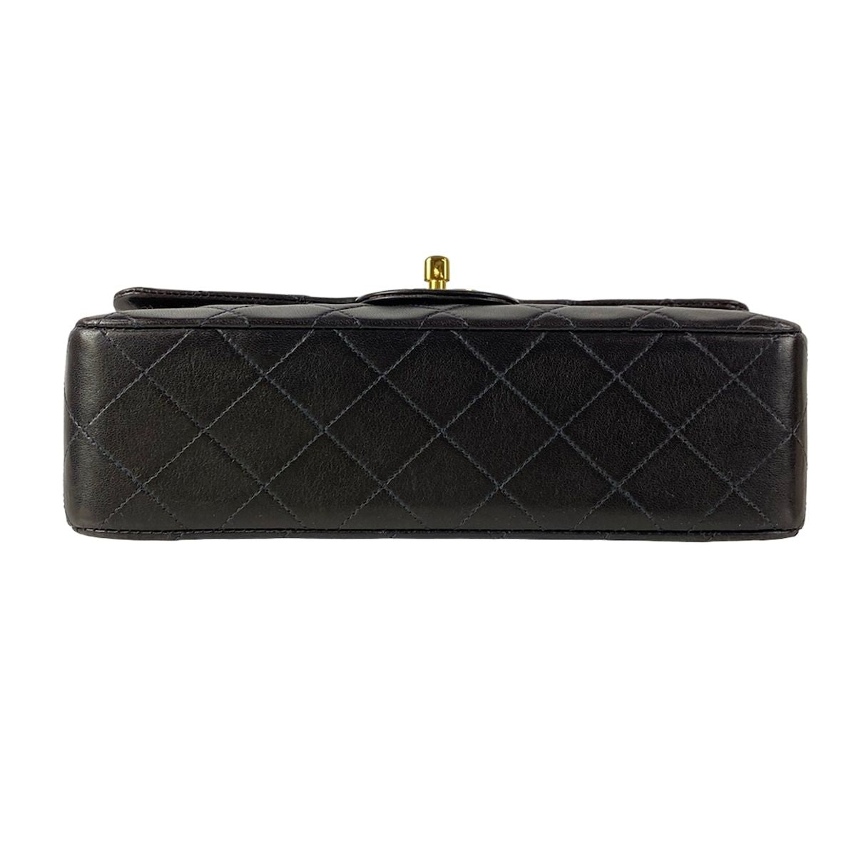 Chanel Shoulder Bag Double Flap Quilted Black Gold Chain Lambskin — view 5