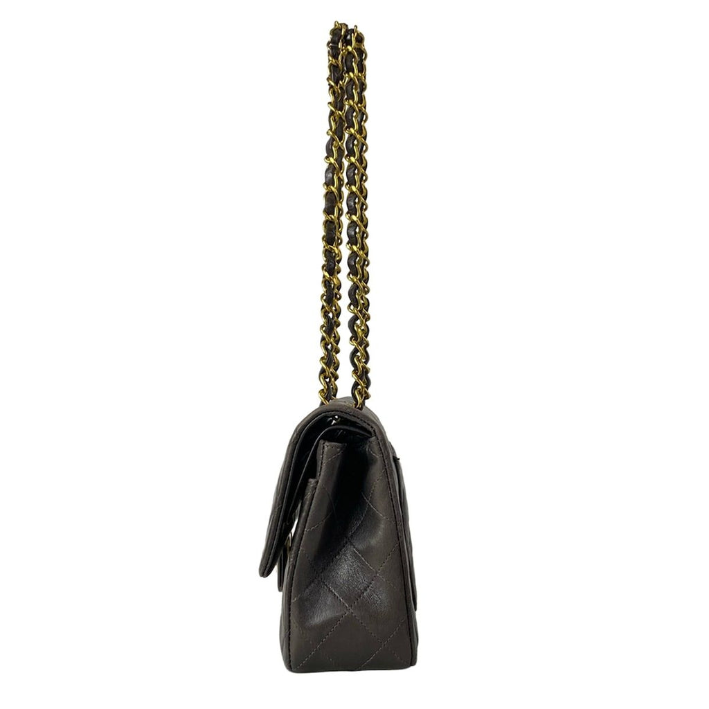 Chanel Shoulder Bag Double Flap Quilted Black Gold Chain Lambskin — view 4