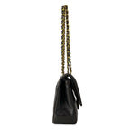 Chanel Shoulder Bag Double Flap Quilted Black Gold Chain Lambskin — view 2