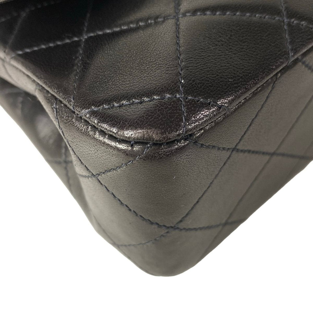 Chanel Shoulder Bag Double Flap Quilted Black Gold Chain Lambskin — view 6