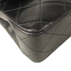 Chanel Shoulder Bag Double Flap Quilted Black Gold Chain Lambskin — view 6